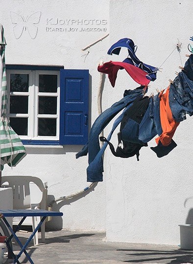 Wind-whipped Clothes - Santorini, Greece